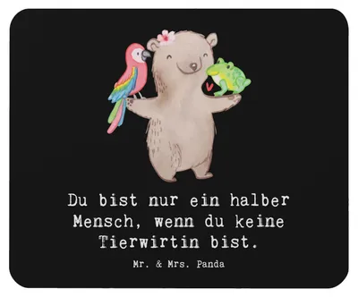 Produktbild von Mr. & Mrs. Panda Mousepad Tierwirtin Herz - Schwarz - Geschenk, pc mauspad, Spruch, Bauernhof, Lustig, Mouse Pad, Witzig, Bäuerin, laptop