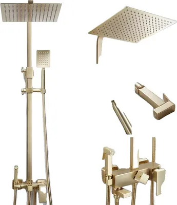 Produktbild von Duscharmatur Set, Wandmontage, Überkopf-Regenbrause und Handbrause, 8 Zoll A