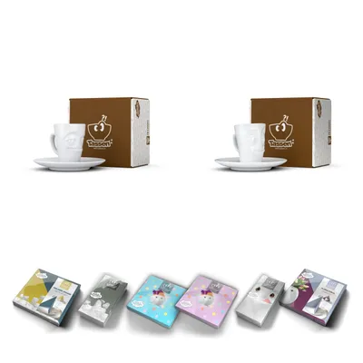 Produktbild von Fiftyeight Espressotassen Set 2-tlg. + Servietten Nr 005 weiß Mokkatassen
