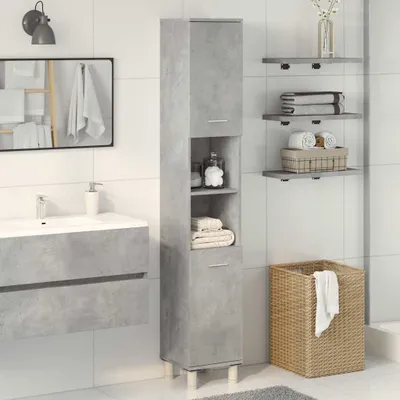 Produktbild von vidaXL Badezimmerschrank Betongrau 30x30x179 cm Holzwerkstoff