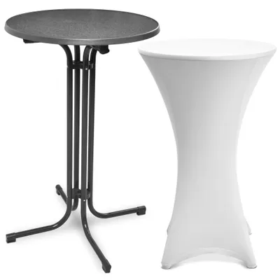 Image de Table haute d'extérieur Beautissu Bellini, pliable, Ø70cm, grise, avec housse