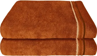 Produktbild von Schiesser Frottier Duschtuch Skyline Color im 2er Set | 100% Baumwolle aus nachhaltiger Produktion | saugstark, weich, farbecht | 70x140cm | Terrakotta