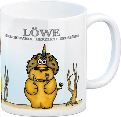 Produktbild von Honeycorns Kaffeebecher mit Sternzeichen Löwe Motiv Tasse Kaffeetasse Becher