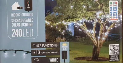 Immagine prodotto di Luci solari a LED 240 USB ricaricabili bianco freddo timer telecomando
