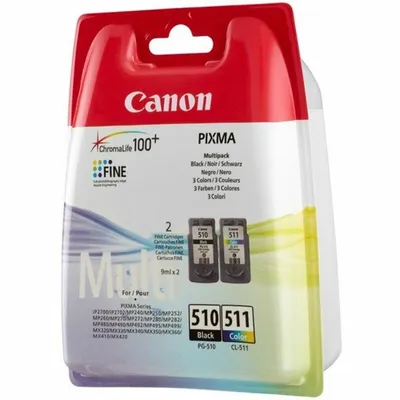 Productafbeelding van Canon PG-510/CL-511 Inktpatronen, meervoudig verpakking - Zwart, cyaan, magenta, geel - Voor inkjetprinters - 2 stuks per blisterverpakking