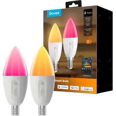 Produktbild von Govee B600CC02, Intelligentes Leuchtmittel, Bluetooth, Weiß, E14, Multi, 16000000 Farben