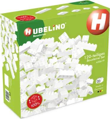 Produktbild von Hubelino #420619 120-teiliges Bausteine Set, weiße Bausteine, kompatibel mit gro