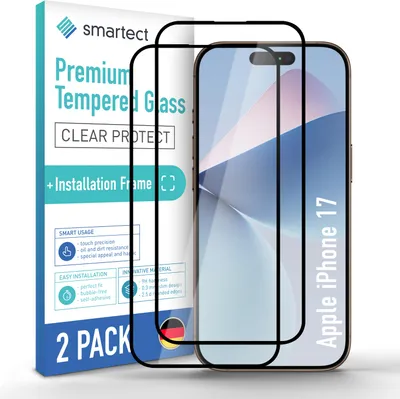 Produktbild von 2x Schutzglas Panzerfolie Full Screen für Apple iPhone 17 Anbringhilfe Display