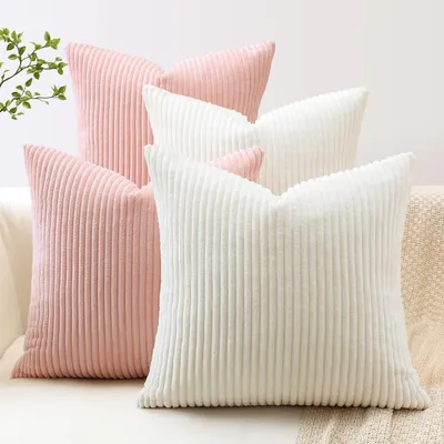 Immagine prodotto di Set di 4 federe per cuscini, 40x40 cm, color crema e rosa
