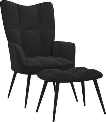 Produktbild von vidaXL Relaxsessel mit Hocker Schwarz Samt -  Sessel