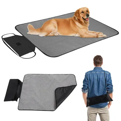 Obrázek produktu pro Podložka pro psy, venkovní použití, rozměry 100 x 70 cm, skládací, voděodolná, opakovaně použitelná, vhodná pro psy i kočky