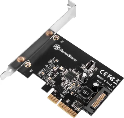 Produktbild von Silverstone ECU02-E, PCIe, USB 3.2 Gen 2 (3.1 Gen 2), Niedriges Profil, PCIe 3.0, Schwarz, 10 Gbit/s