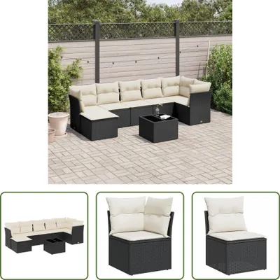 Produktbild von The Living Store 8-tlg. Garten-Sofagarnitur mit Kissen Schwarz Poly Rattan