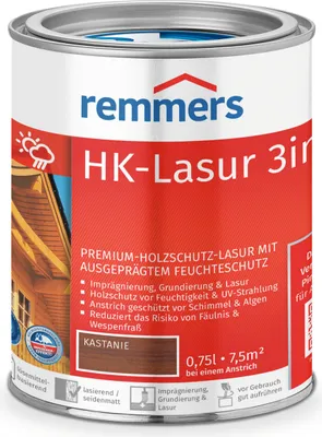Produktbild von Remmers HK-Lasur 3in1 kastanie (RC-555) 0,75 l, Holzlasur aussen