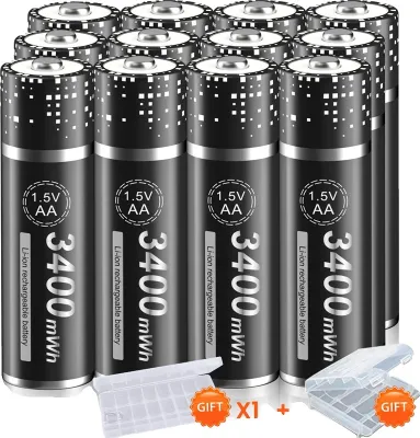 Obrázok produktu pre Nabíjateľná batéria, kapacita 3400 MWh, 8-slotová nabíjačka, 12 ks batérií AA