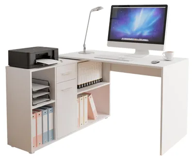 Produktbild von MIRJAN24 Eckschreibtisch Armando, Schreibtisch L-Form, Ecktisch vom Hersteller, Arbeitszimmer (Farbe: Weiß), KI-generiertes Bild