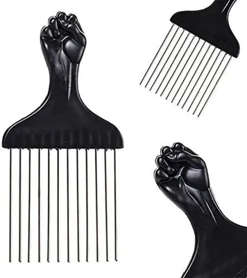 Produktbild von Afro-Kamm mit Metallzinken für Locken, Schwarz