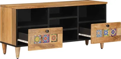 Produktbild von vidaXL TV-Schränk mit Regal Natur 100 x 33 x 46 cm Massivholz Mango