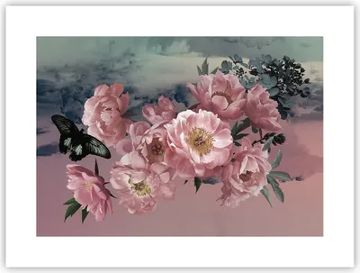 Produktbild von Poster - Poster ohne Rahmen - Blumen Schmetterling Wolken - 40x30 cm - Wand Bild - Wanddeko - Wandbilder - Kunstposter - Wandposter - Bilder - Kunstdruck - Wanddekoration - Wandbild - P2XAA40x30-4881