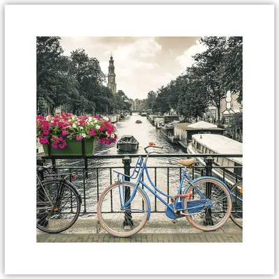 Produktbild von Poster - Poster ohne Rahmen - Amsterdam Fahrräder Brücke - 30x30 cm - Wand Bild - Wanddeko - Wandbilder - Kunstposter - Wandposter - Bilder - Kunstdruck - Wanddekoration - Wandbild - P2XAC30x30-4503