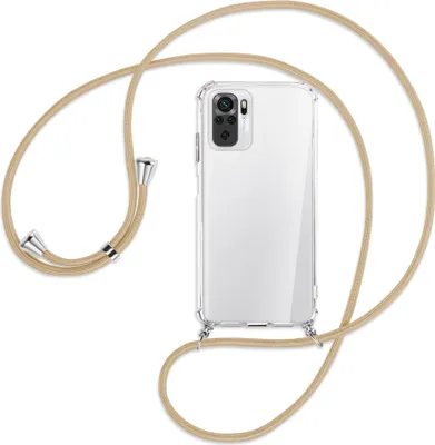 Produktbild von Handykette Backcover-Schutzhülle mit Band (Metall silberfarben) für Xiaomi Redmi Note 10 4G - caramel
