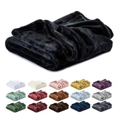 Produktbild von Lavea® Mikrofaser Kuscheldecke 130x150 cm, flauschig & weich, warme Fleecedecke für Sofa & Bett, pflegeleicht, atmungsaktiv, hautfreundlich, Schwarz