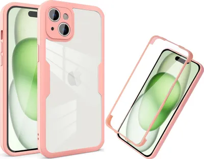 Image de Coque pour iPhone 15, protection complète à 360° avec protecteur d'écran intégré Rose