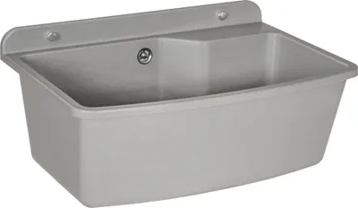 Produktbild von Waschbecken mit Siphon Ausgussbecken aus Kunststoff grau Granit Farbe, 61 cm Länge hängen Wasserinstallation Küche Badezimmer robuste Waschtrog