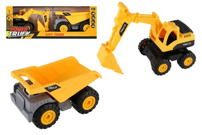 Obrázek produktu pro Auto stavební 2ks plast 18cm na volný chod  v krabici 39x14x11,5cm