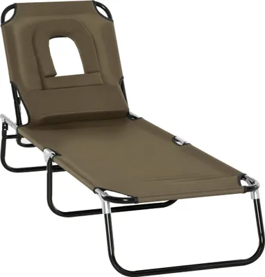 Produktbild von Sonnenliege klappbar mit Gesichtsöffnung, Gartenliege Campingliege 120 kg Braun