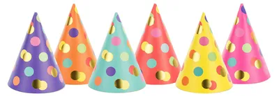 Spitzhüte mit Punkten, 16 cm, 6er-Set, Geburtstagsparty-Deko