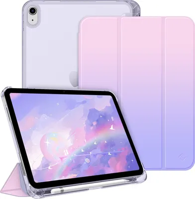 Produktbild von Fintie Hülle für iPad (A16) 11 Generation 11 Zoll 2025, iPad 10 Generation 10.9 Zoll 2022 mit Stifthalter - ultradünne leichte Schutzhülle mit transparenter Rückseite, Auto Schlaf/Wach, Fantasy Ombre