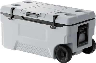 Produktbild von VEVOR tragbare Kühlbox (74 Qt / 120 Dosen) mit Eisspeicherung & robusten Griffen & Getränkehalter, isolierte tragbare Kühlbox aus stabilem Material, geeignet für Familienpicknicks und lange Reisen