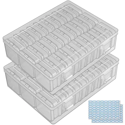 Aufbewahrungsbox 60 Fächer mit Klappdeckel, transparent
