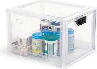 Produktbild von Theo&Cleo Aufbewahrungbox, Abschließbare Durchsichtige Box für Handys, Süßigkeiten, Snack, Persönlicher Safe Persönlicher Safe Faltbar