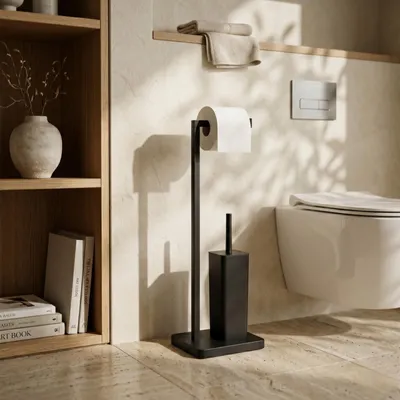 Image de Porte-papier hygiénique avec brosse de toilettes BALVO