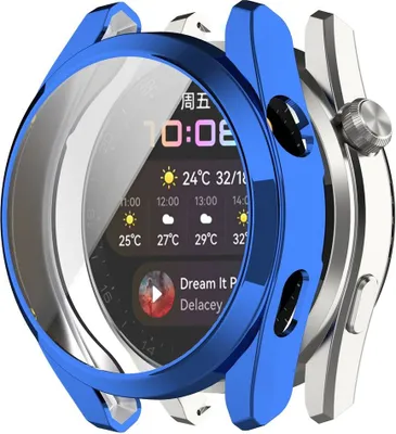 Productafbeelding van Beschermhoes, beschermtas voor de Huawei Watch3 Pro. Case, hoesje, bumper, etui, tas. Kleur: Blauw