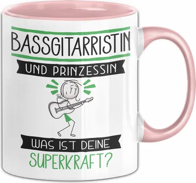 Produktbild von Bassgitarristin Und Prinzessin Tasse Geschenk Für Eine Bassgitarristin Geburtstag Was Ist Deine Superkraft (Rosa)