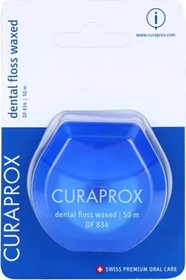 Immagine prodotto di Curaprox DF 834 filo interdentale cerato alla menta dispenser 50 m