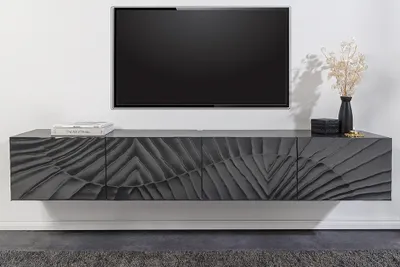 Produktbild von riess-ambiente Massives TV-Lowboard SCORPION 200cm schwarz hängend Mangoholz 3D-Design TV-Schrank Kommode Anrichte