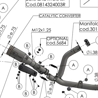 Produktbild von Endschalldämpfer LeoVince Auspuff-Ersatzteil 10440, Edelstahl, 370mm 75mm > 52mm, rechts
