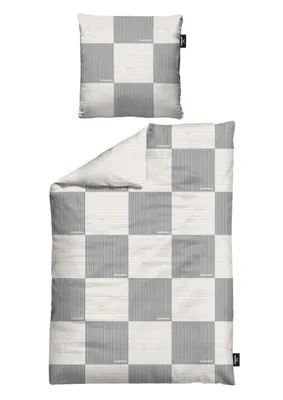 Produktbild von Wendebettwäsche Sansibar Bettwäsche-Set Chessboard, 155x220 cm/ 80x80 cm in Taupe, 100% Premium Baumwolle
