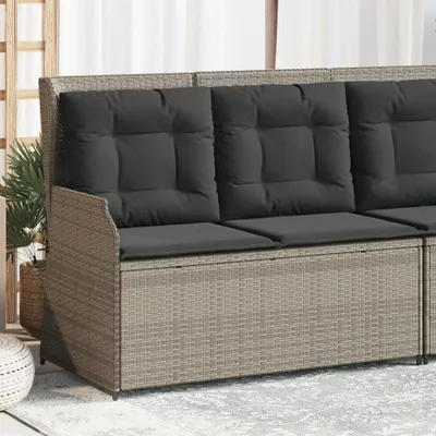 Produktbild von Möbel Gartenbank Verstellbar mit Kissen Hellgrau Poly Rattan - Gartenbänke 368951