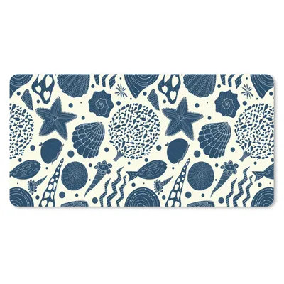 Produktbild von MuchoWow® Schreibtischunterlage Muscheln - Strand - Blau - Muster 80x40 cm - XXL Mauspad - Gaming Mauspad