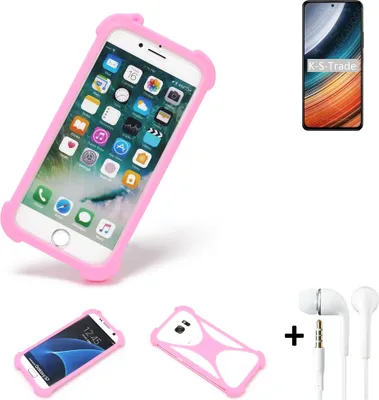 Produktbild von K-S-Trade Bumper + Kopfhörer kompatibel mit Xiaomi Redmi K40S Handy Hülle Schutzhülle Silikon Schutz Hülle Cover Case Silikoncase Silikonbumper