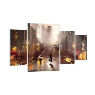 Produktbild von Bilder auf glas - 4 Teile - Manhattan Paar Straße - 160x90cm - Glasbilder - Wandbilder - Bilder - zum Aufhängen bereit - Wanddekoration aus Glas - Glas Bilder - Wandbild auf Glas - GDL160x90-4298