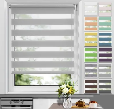 Produktbild von Allesin Doppelrollo Klemmfix ohne Bohren & mit Bohren Rollos für Fenster und Tür Grau 50x150 cm Duo Rollo Klemmrollo Sichtschutz