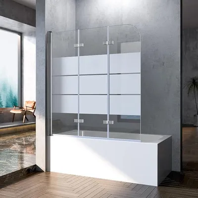 Produktbild von Gestreift Duschwand für Badewanne Faltbar, Duschwand für Badewanne 120x140cm 3-teilig faltbar Duschtrennwand für Badewanne Duschabtrennung Badewanne Badewannenaufsatz 6mm ESG Sicherheitsglas