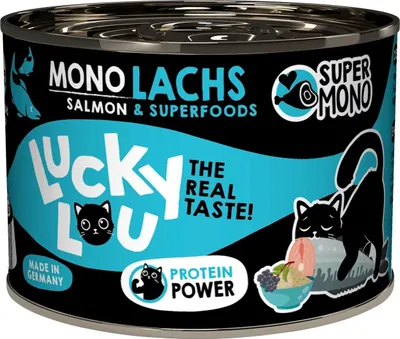Produktbild von Lucky Lou SuperMono Lachs Katzenfutter Katzennassfutter Nassfutter Katze monoprotein