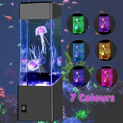 Produktbild von LED Lavalampe Quallen Lampe 7 Farbwechsel Aquarium Nachtlicht Stimmungslicht DHL